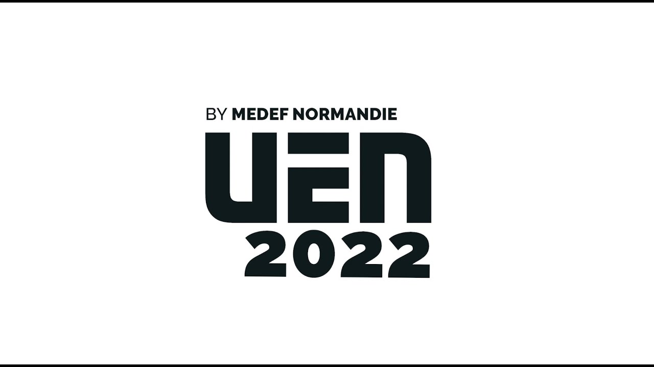 Logo de l'événement UEN 2022 organisé par MEDEF Normandie. Design typographique moderne sur fond blanc.